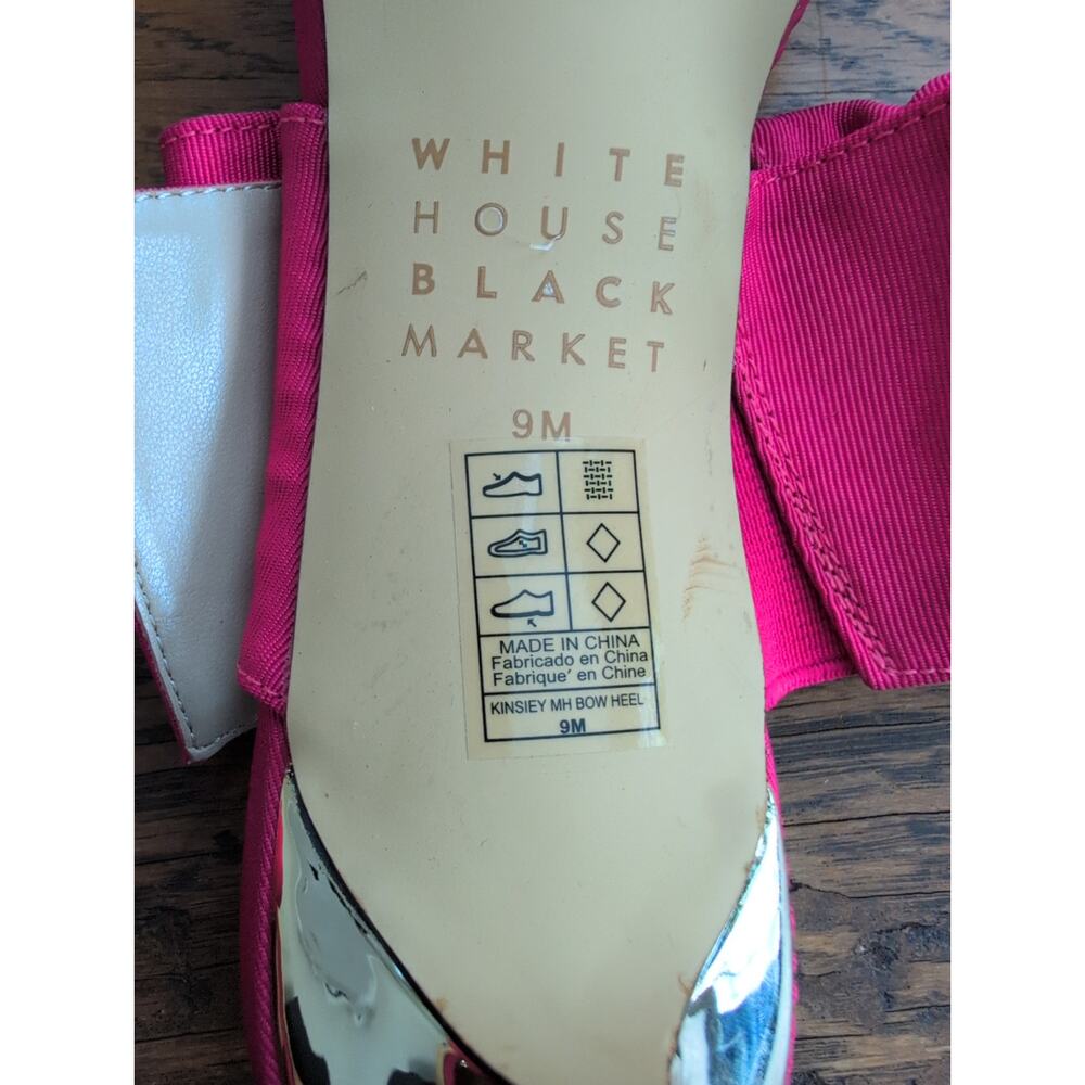 White House Black Market Kinsley Bow Heels Women's 9M Pink Gold Heels 3" Barbie - Picture 5 of 6